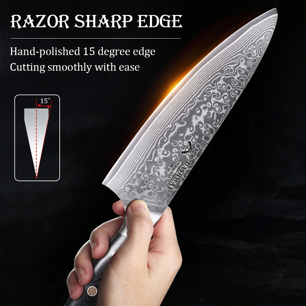 2PCS Japanese Knife Set - 67 Layer Damascus Steel Chef & Bunka Knives