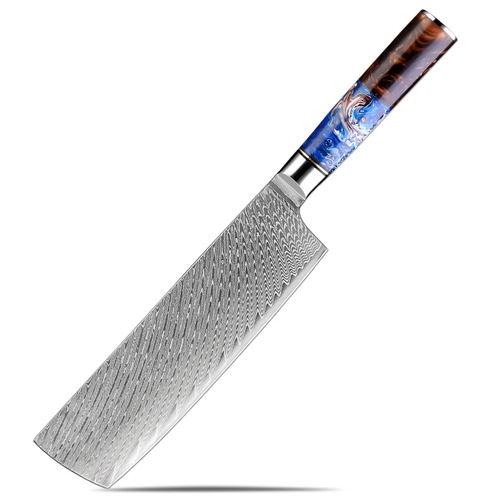 XITUO 7PCS Japanese Knife Set - Damascus Steel Chefs Knives with Resin Handle