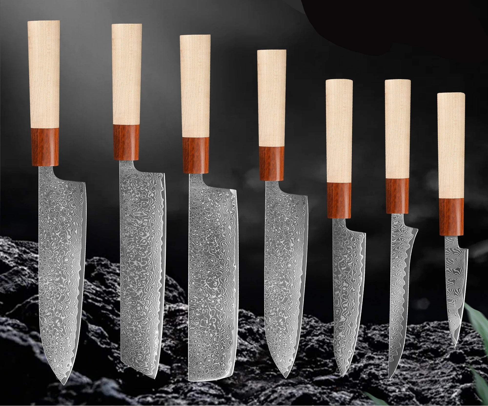 7-Piece Japanese Knife Set – 67-Layer Damascus Steel Chef's Knives