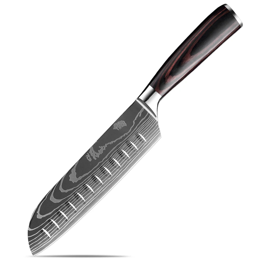 XITUO Japanese Knife Set – 5-Piece Professional Kitchen Knives with Ergonomic Pakkawood Handles