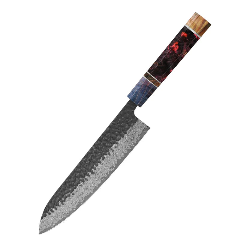 Japanese Knife Set - 4-Piece VG10 Damascus Steel Chef Knives with Stable Wood Handles