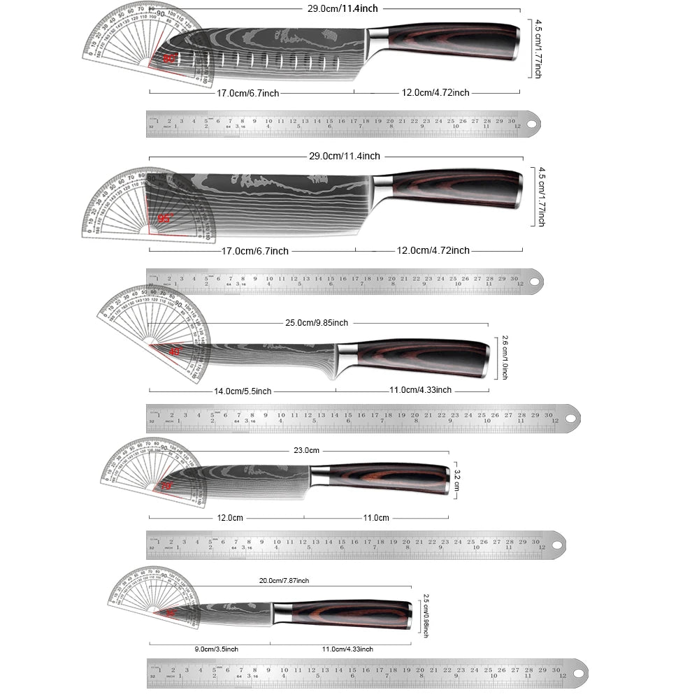 XITUO Japanese Knife Set – 5-Piece Professional Kitchen Knives with Ergonomic Pakkawood Handles