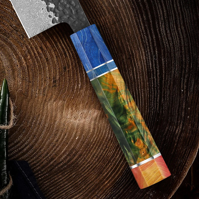 Japanese Knife Set - 4 PCS VG10 Damascus Chef, Kiritsuke, Nakiri & Santoku Knives