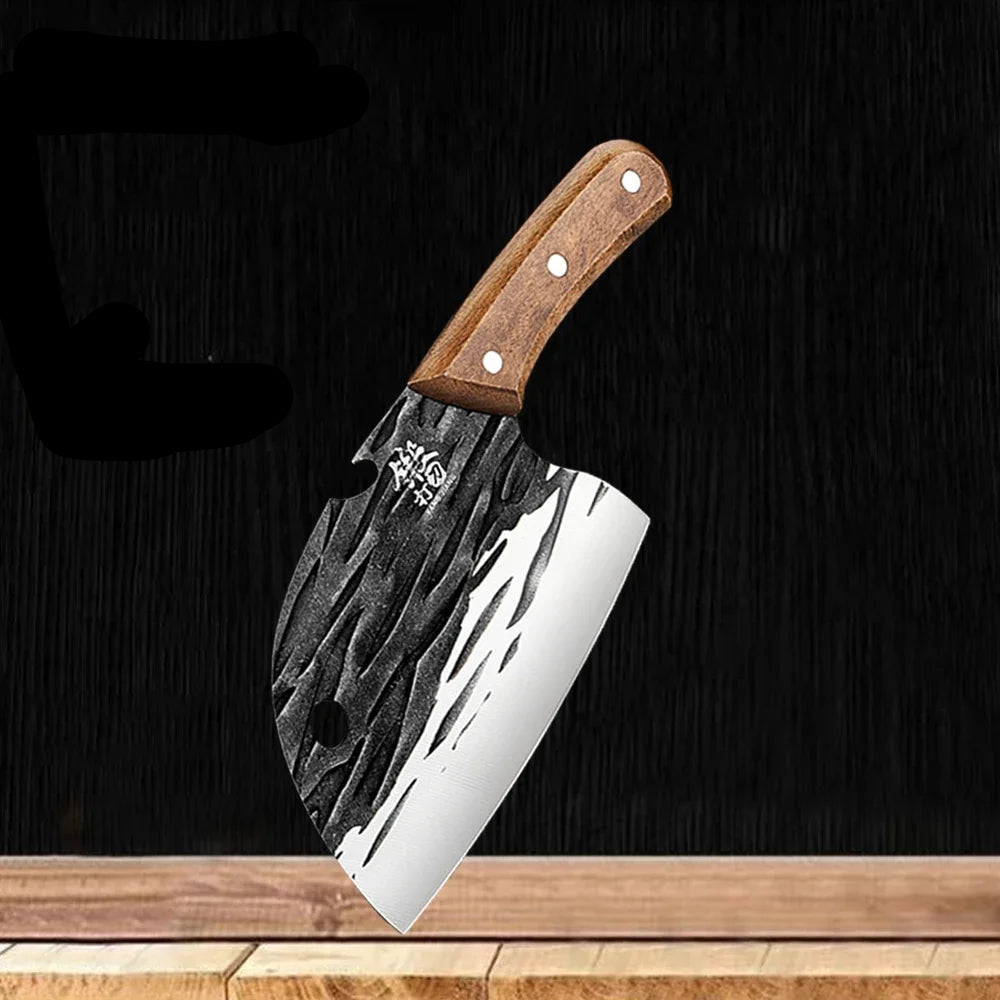 5-Piece Hand-Forged Japanese Knife Set with Wooden Handle
