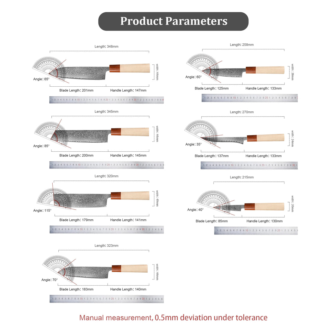 7-Piece Japanese Knife Set – 67-Layer Damascus Steel Chef's Knives