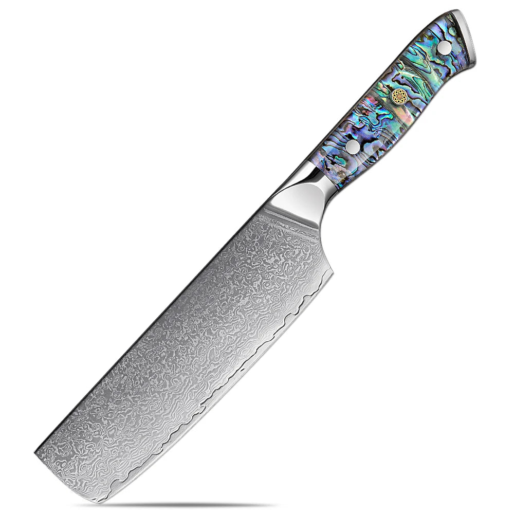 Japanese Damascus Steel Kitchen Knife Set with Abalone Shell Handle