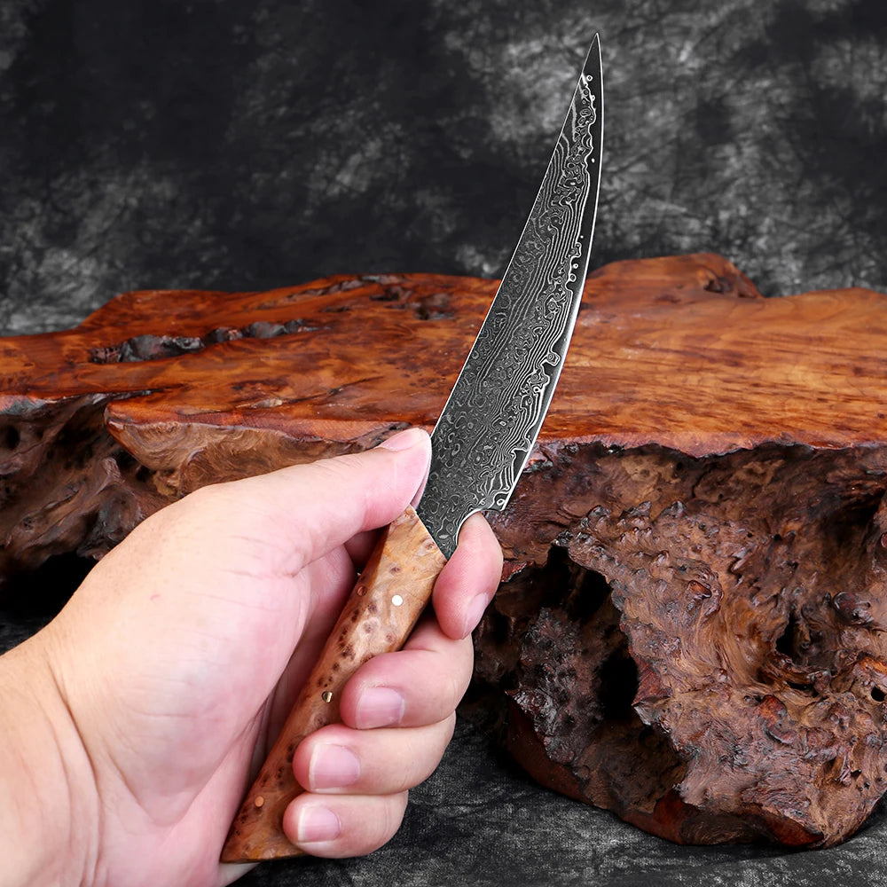 XITUO Japanese Knife Set - Handcrafted Damascus Steel Utility Knives with Pakkawood Handles