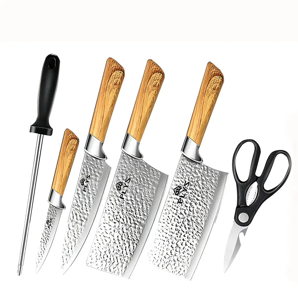 Seiko 6-Piece Japanese Knife Set with Wood Grain Handles