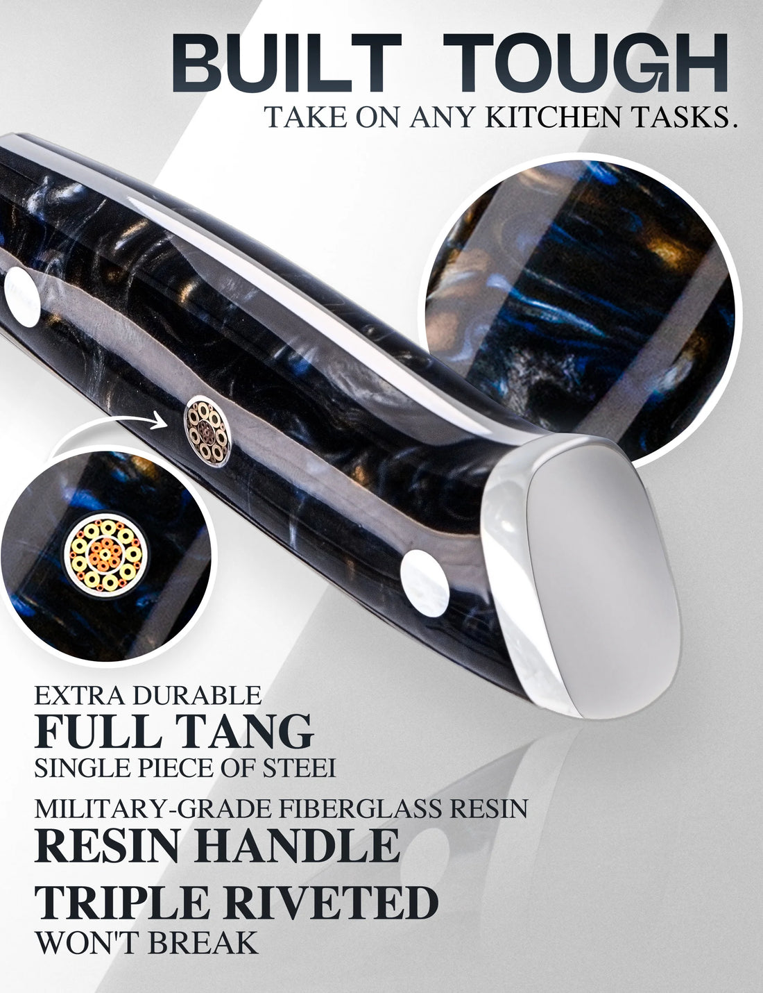 WILDMOK Japanese Knife Set - 3 Pcs Damascus VG10 Steel Chef Knives