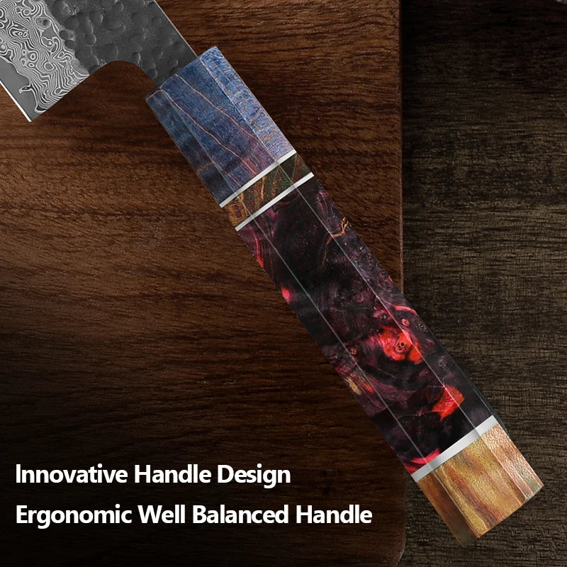 Japanese Knife Set - 4-Piece VG10 Damascus Steel Chef Knives with Stable Wood Handles