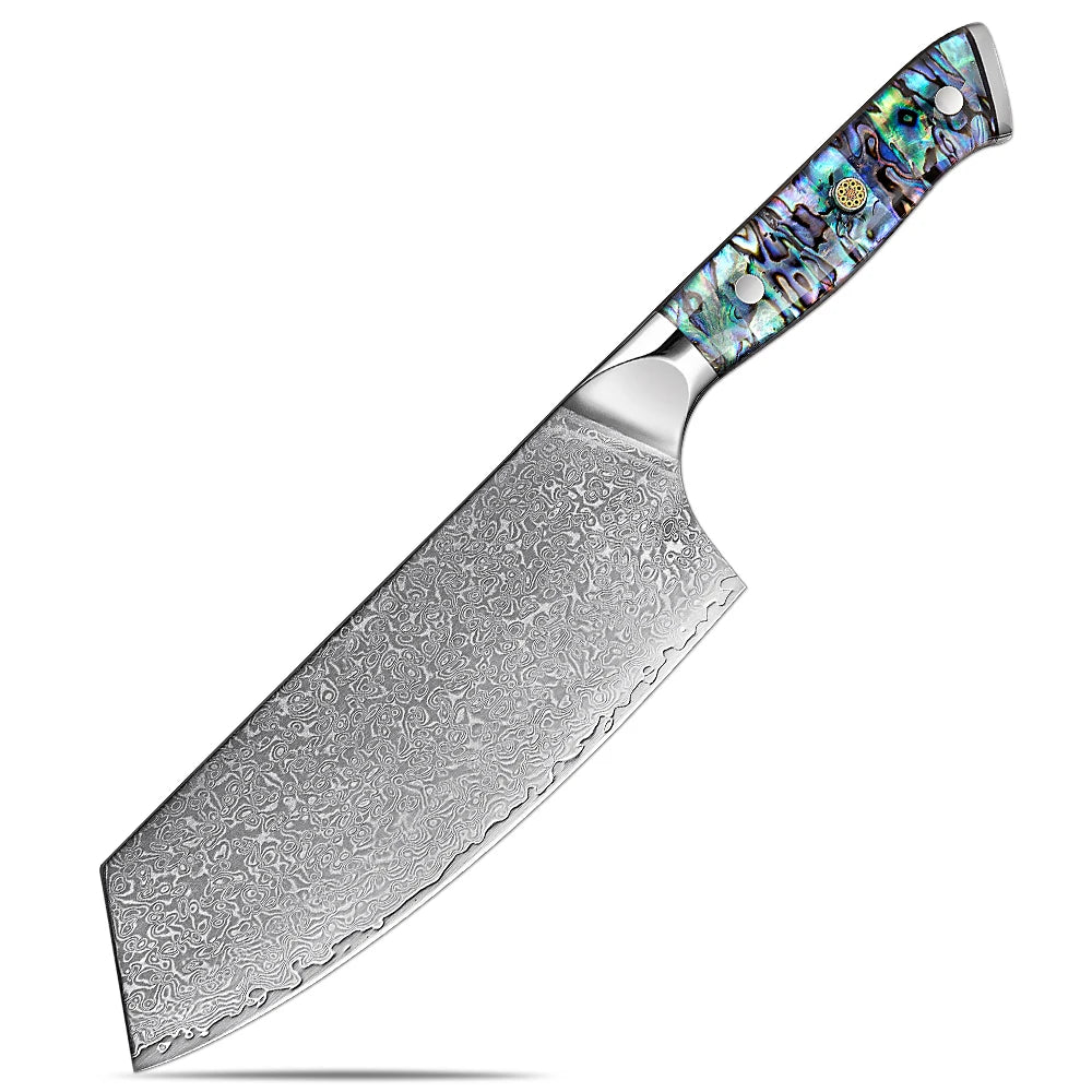 Japanese Damascus Steel Kitchen Knife Set with Abalone Shell Handle