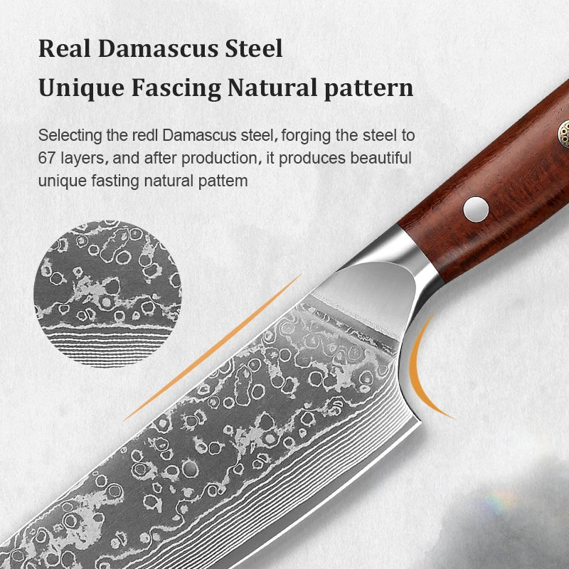 Japanese Knife Set - 7PCS VG10 Damascus Steel with Rosewood Handles