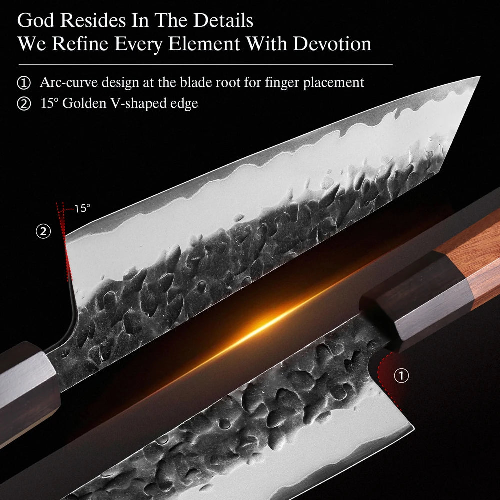 Japanese Knife Set: 3-Piece Utility Honesuki, Nakiri, Kiritsuke Professional Chef Knives