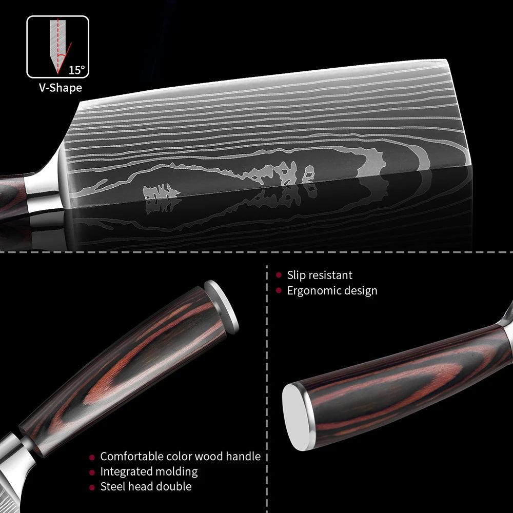 XITUO Japanese Knife Set – 5-Piece Professional Kitchen Knives with Ergonomic Pakkawood Handles