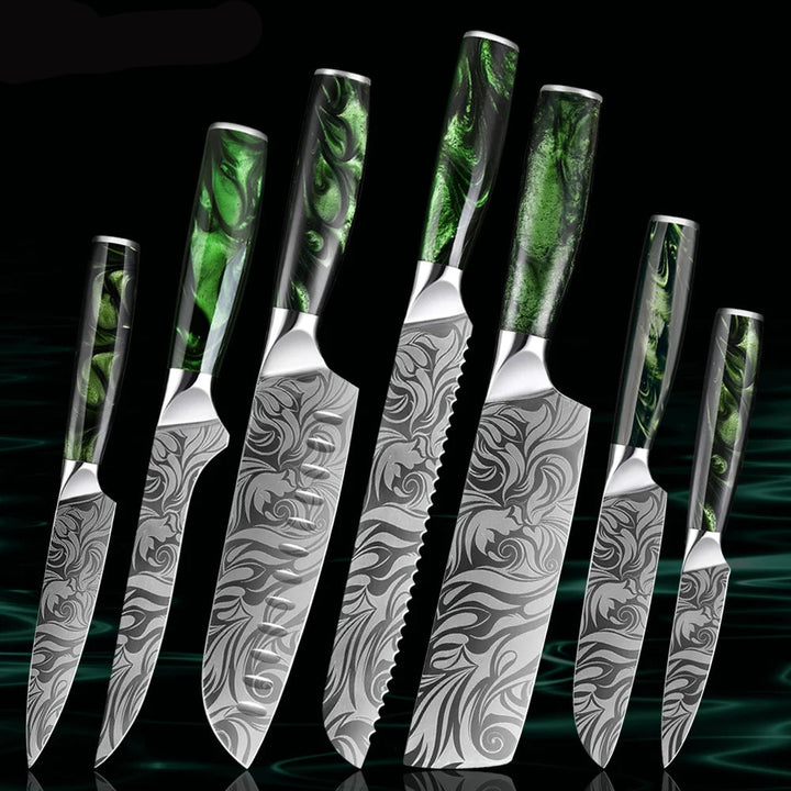 Japanese Knife Set – Premium Ultra-Sharp Stainless Steel Chef Knives with Resin Handles