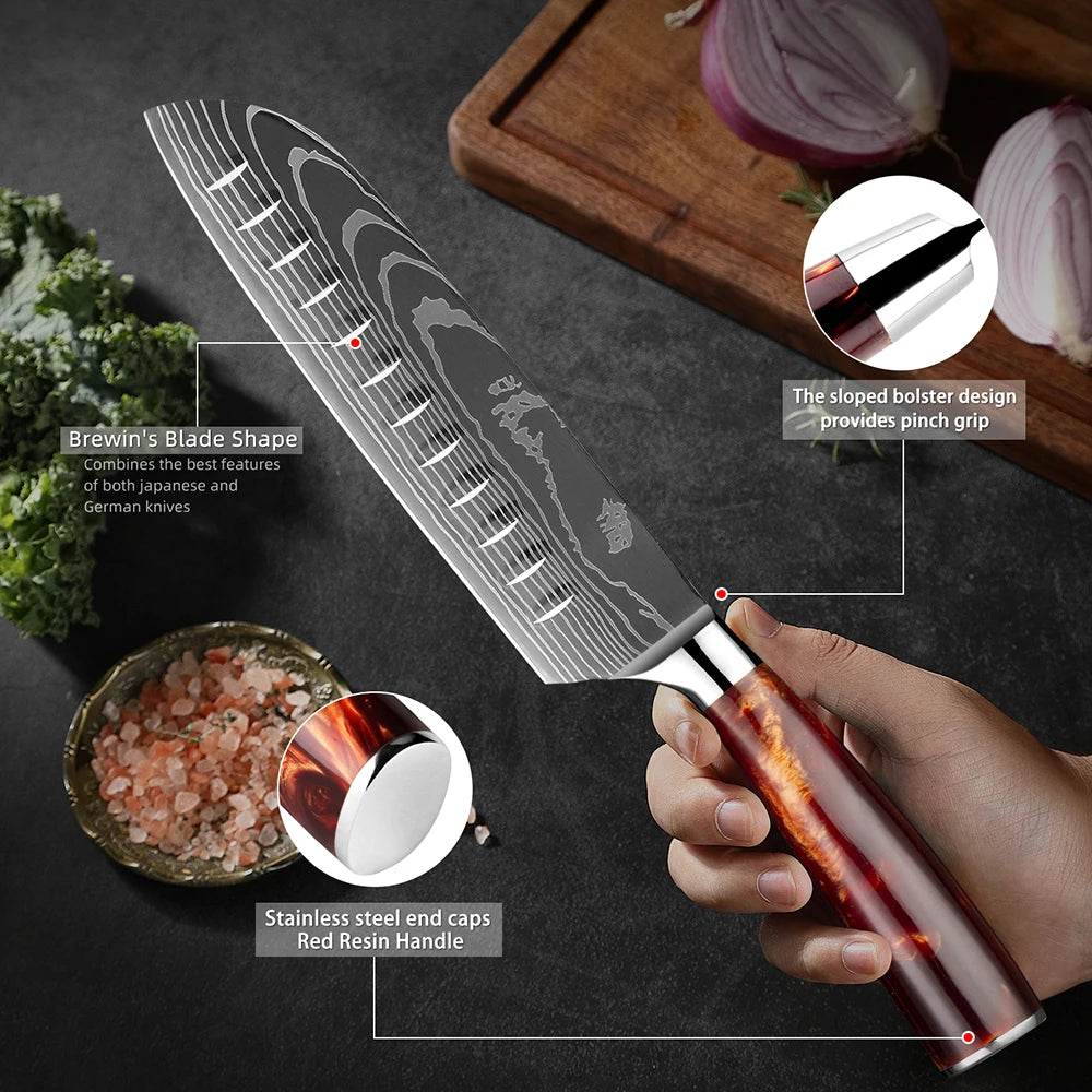 8-Piece Japanese Knife Set - Ultra Sharp Stainless Steel Kitchen Knives
