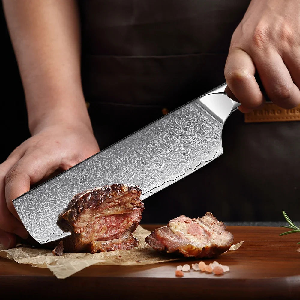 Japanese Damascus Steel Kitchen Knife Set with Abalone Shell Handle