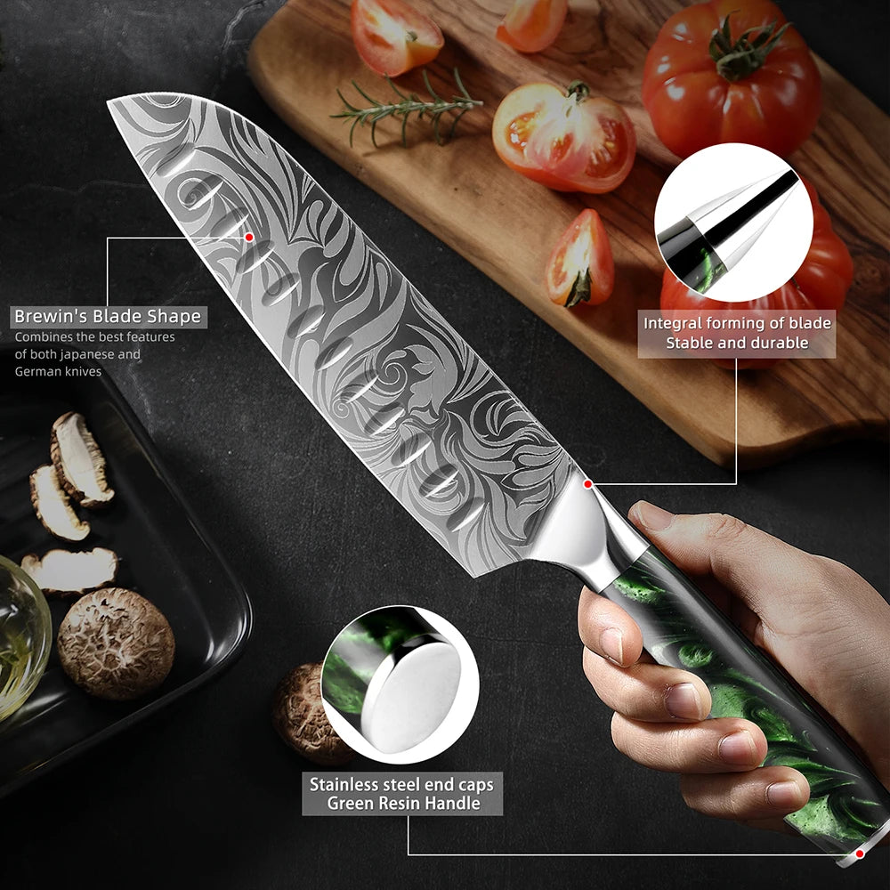 Japanese Knife Set – Premium Ultra-Sharp Stainless Steel Chef Knives with Resin Handles