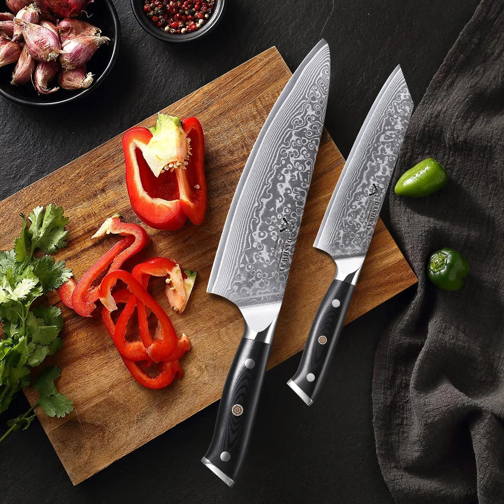2PCS Japanese Knife Set - 67 Layer Damascus Steel Chef & Bunka Knives