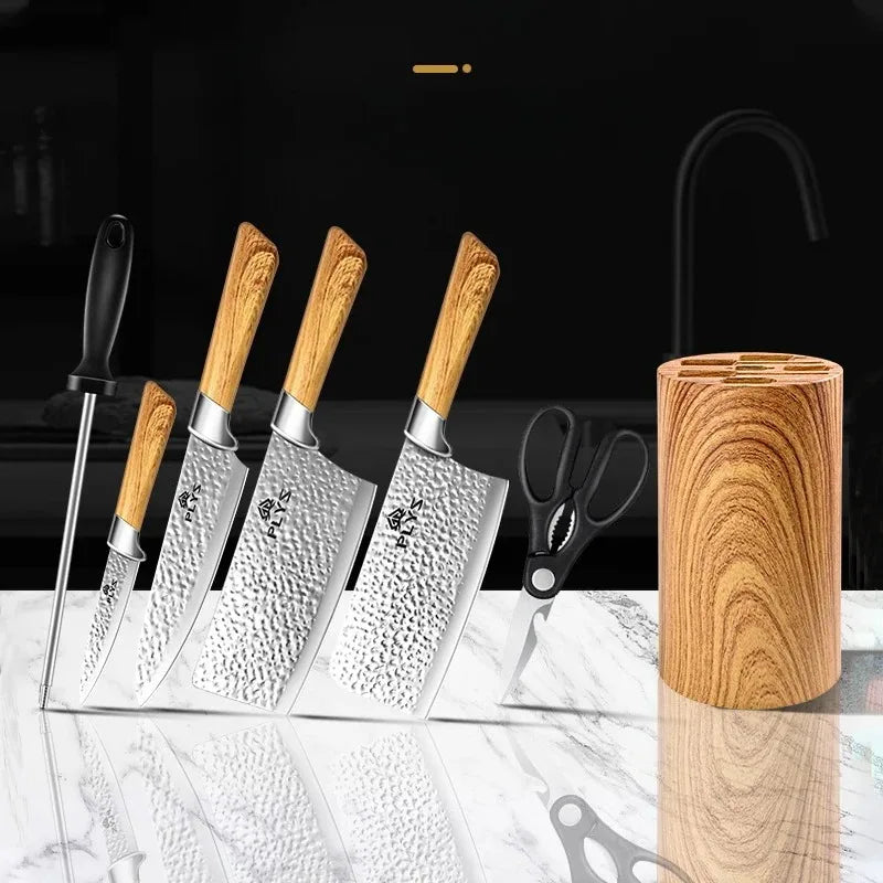 Seiko 6-Piece Japanese Knife Set with Wood Grain Handles
