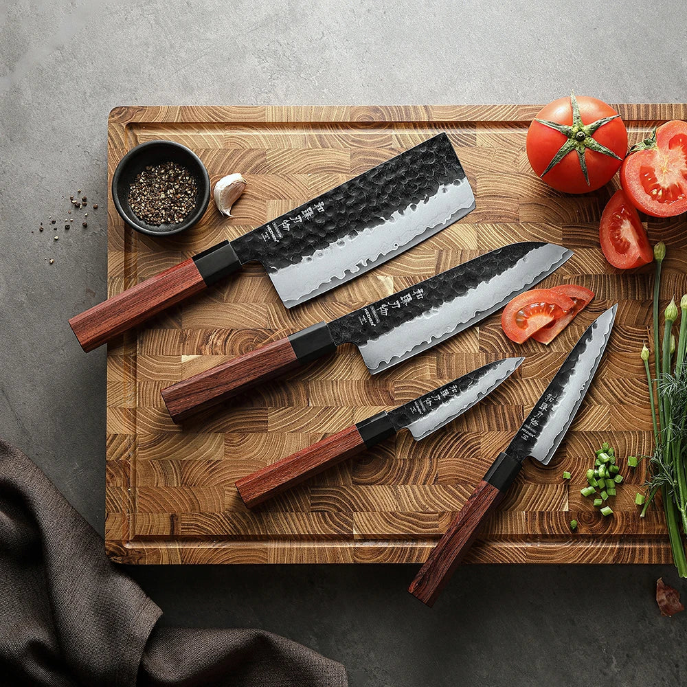 Japanese Knife Set - 4PC Stainless Steel Forged Kitchen Knives
