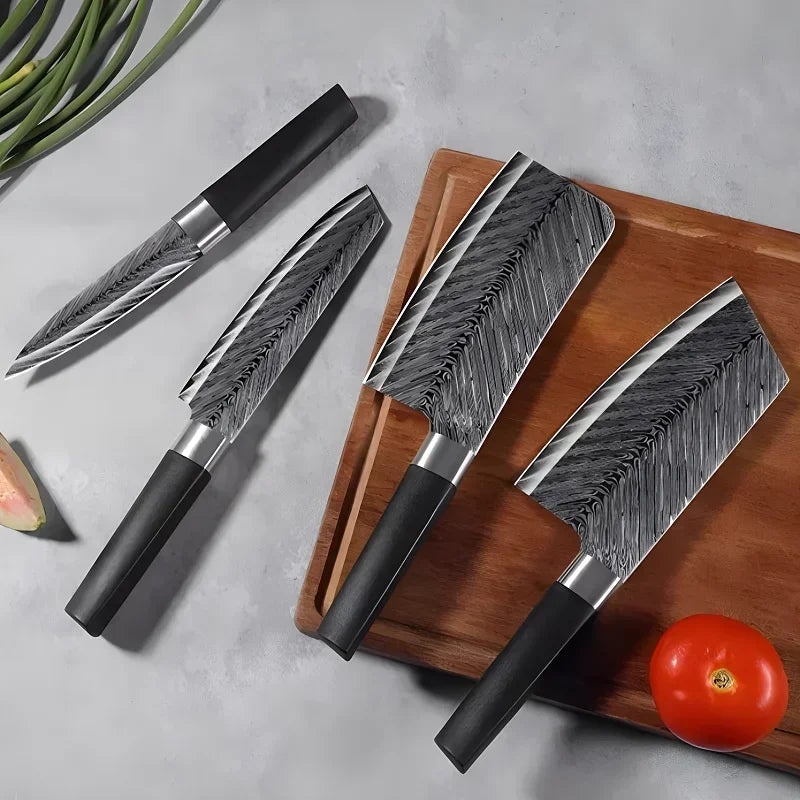 Upgraded 7-Piece Japanese Knife Set with Bone Cleaver, Scissors & Sharpener