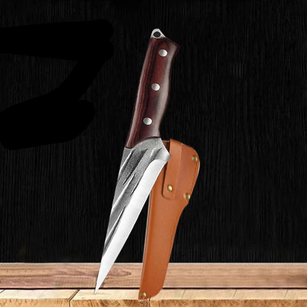 5-Piece Hand-Forged Japanese Knife Set with Wooden Handle