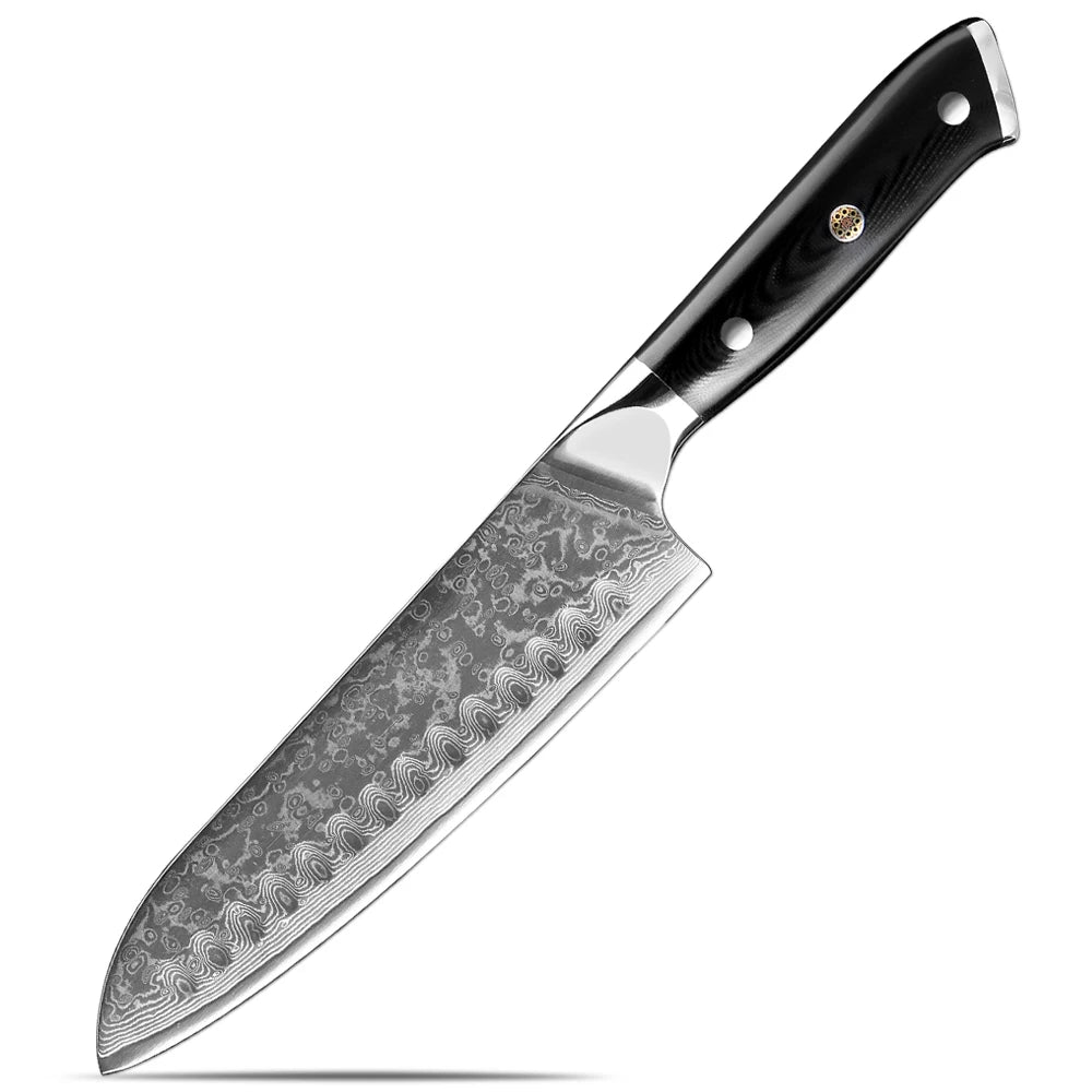 Japanese 8-Piece Damascus Steel Kitchen Knife Set with Ergonomic Handle