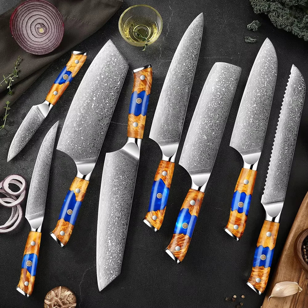 Xituo 67-Layer Japanese Knife Set - Professional Chef Knives with Resin Wooden Handle