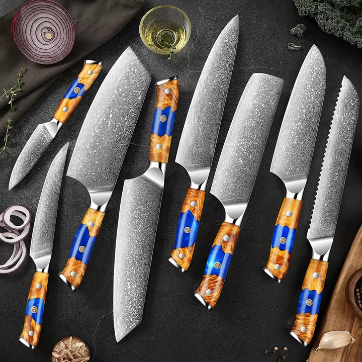 Xituo 67-Layer Japanese Knife Set - Professional Chef Knives with Resin Wooden Handle