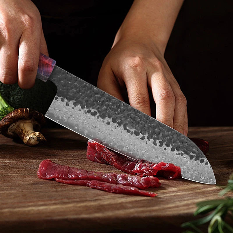 Japanese Knife Set - 4-Piece VG10 Damascus Steel Chef Knives with Stable Wood Handles