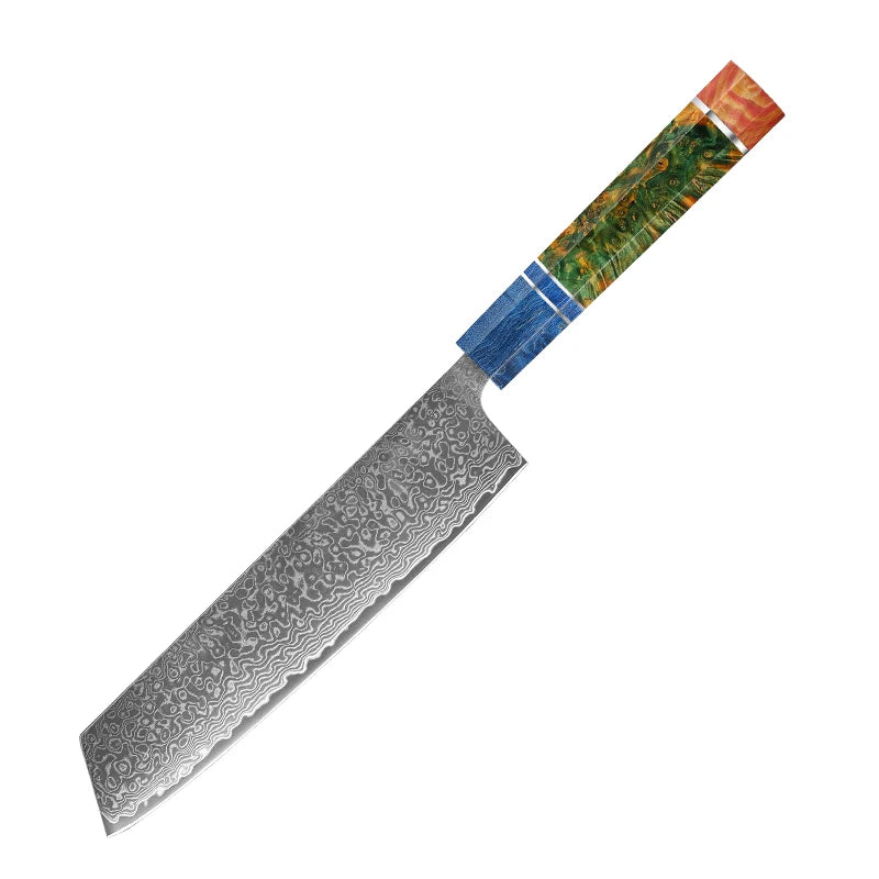 Japanese Knife Set - VG10 Damascus Steel Chef, Santoku, Nakiri & Kiritsuke Knives with Wood Handle