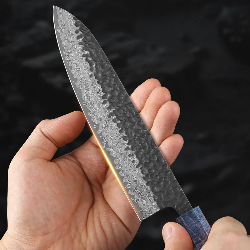 Japanese Knife Set - 4 PCS VG10 Damascus Steel Chef, Santoku, Nakiri & Kiritsuke Knives