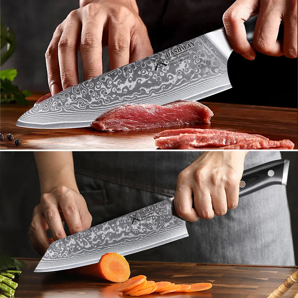 2PCS Japanese Knife Set - 67 Layer Damascus Steel Chef & Bunka Knives