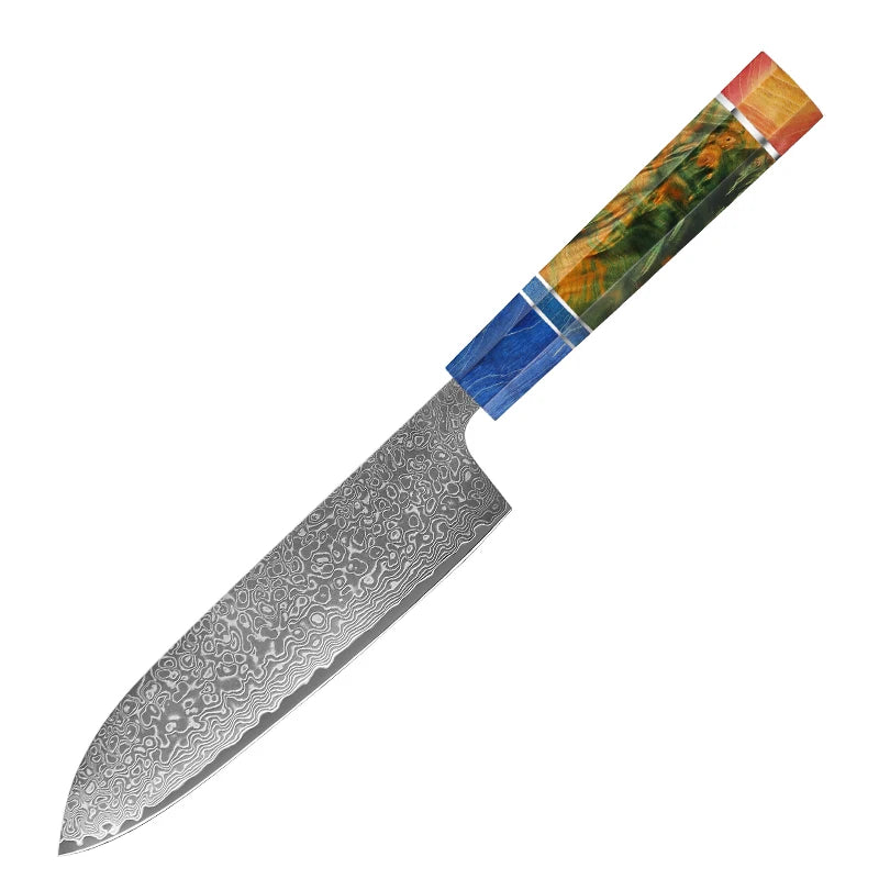 Japanese Knife Set - VG10 Damascus Steel Chef, Santoku, Nakiri & Kiritsuke Knives with Wood Handle