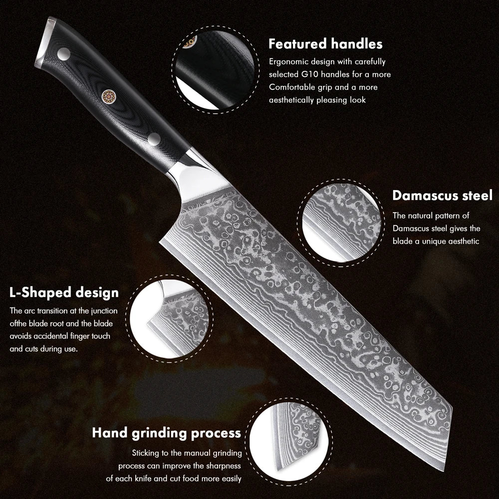 TURWHO Japanese Knife Set - Professional Utility, Santoku & Kiritsuke in Gift Box