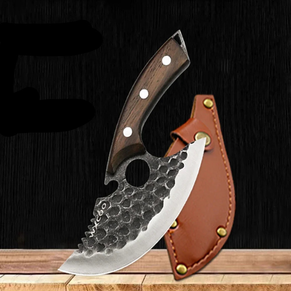 5-Piece Hand-Forged Japanese Knife Set with Wooden Handle