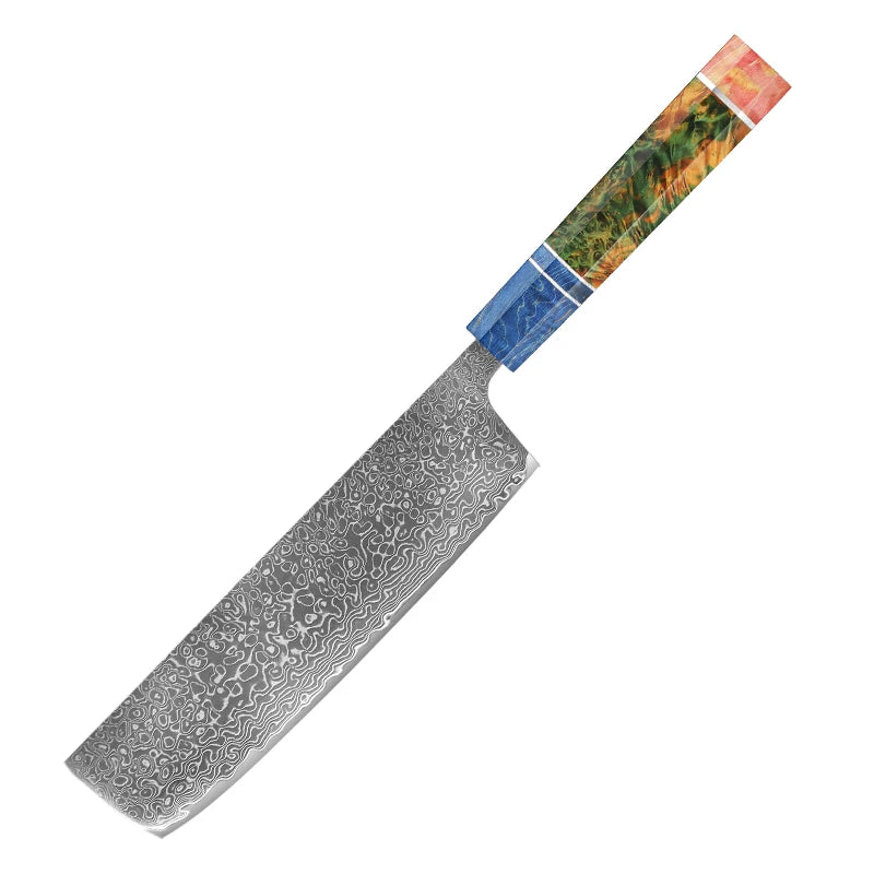 Japanese Knife Set - VG10 Damascus Steel Chef, Santoku, Nakiri & Kiritsuke Knives with Wood Handle
