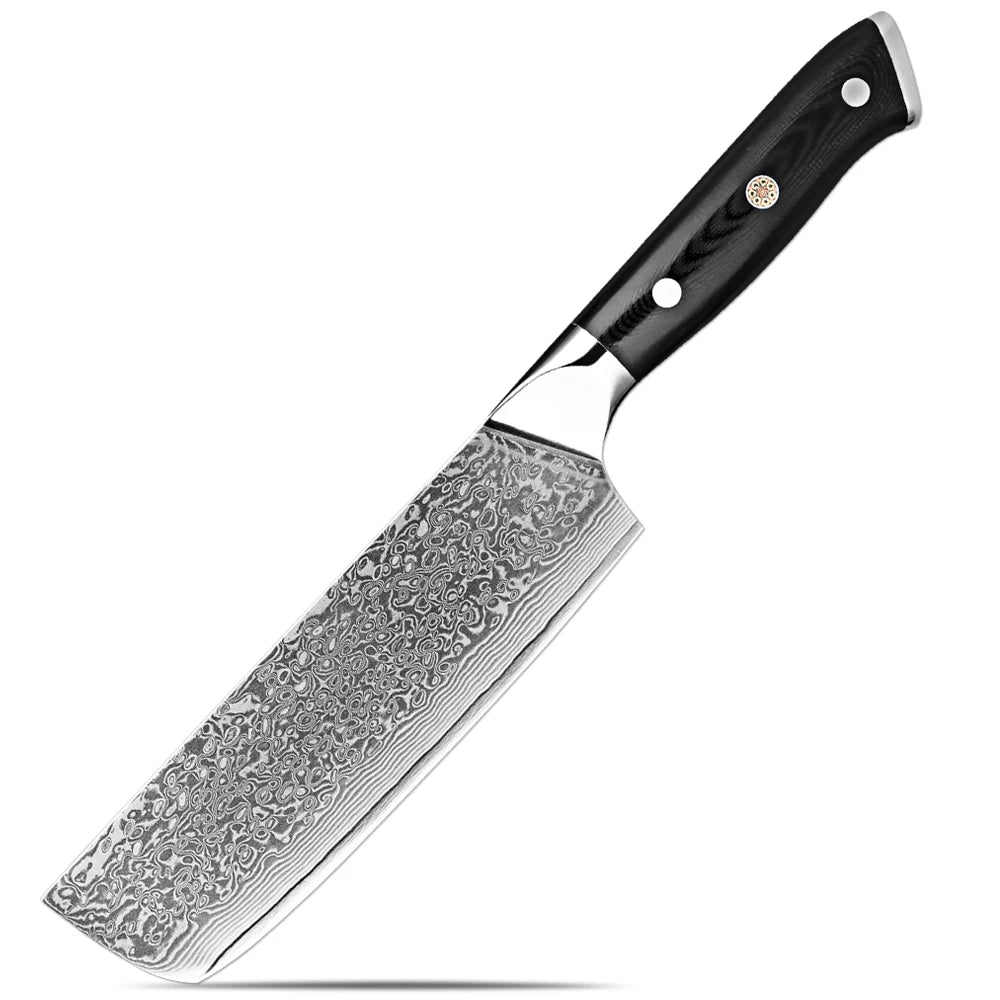 Japanese 8-Piece Damascus Steel Kitchen Knife Set with Ergonomic Handle