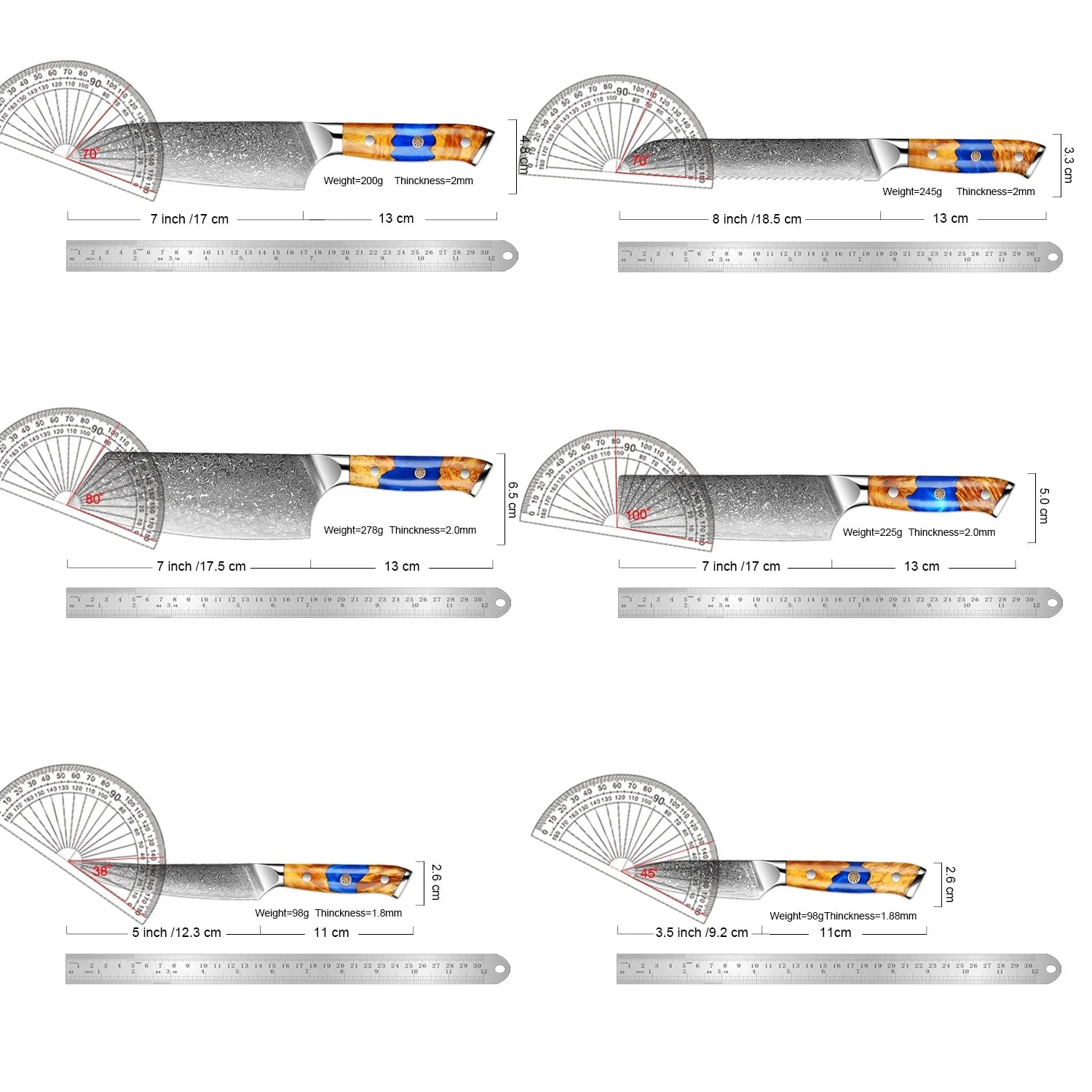 Xituo 67-Layer Japanese Knife Set - Professional Chef Knives with Resin Wooden Handle