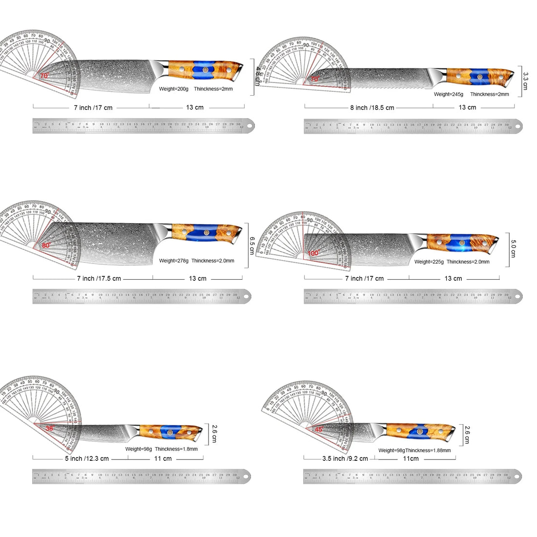 Xituo 67-Layer Japanese Knife Set - Professional Chef Knives with Resin Wooden Handle