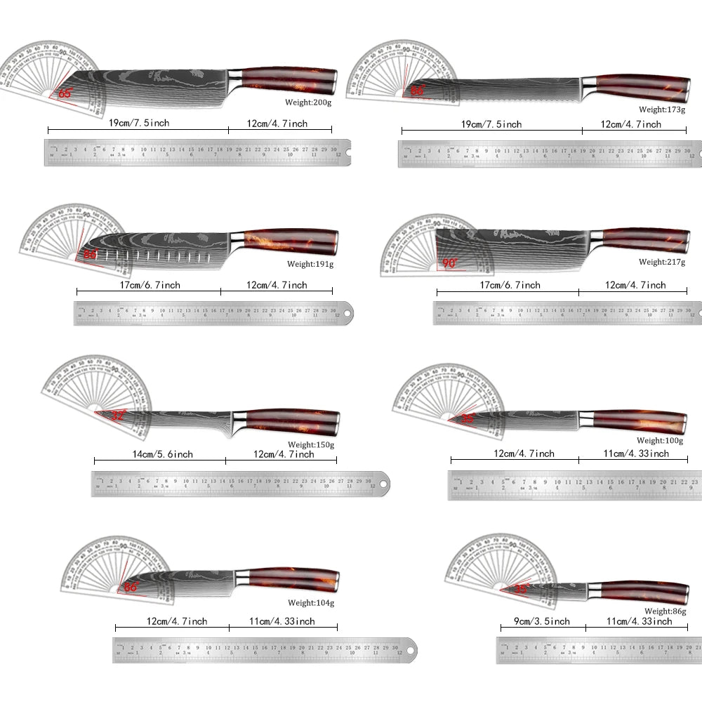 8-Piece Japanese Knife Set - Ultra Sharp Stainless Steel Kitchen Knives