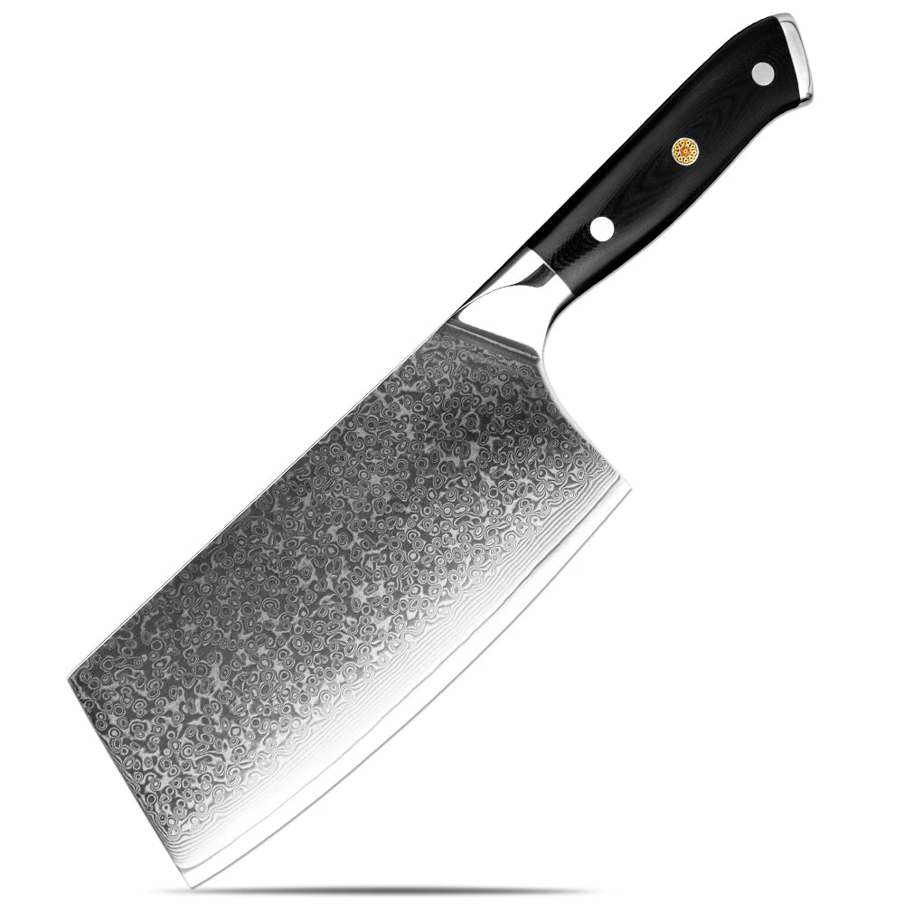 Japanese 8-Piece Damascus Steel Kitchen Knife Set with Ergonomic Handle