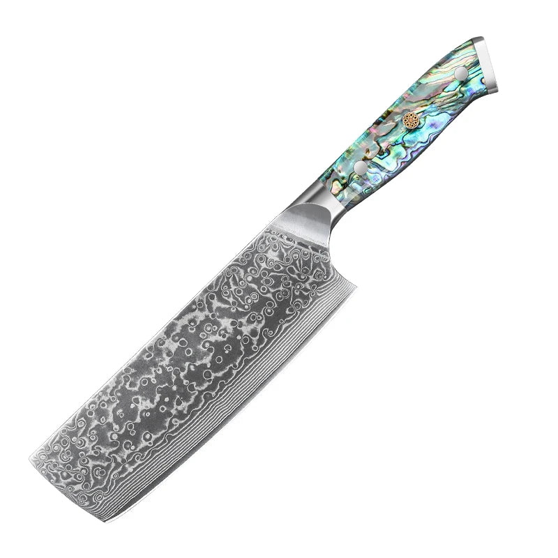 Japanese Damascus Steel Chef Knife Set – 8 PCS with Abalone Shell Handle