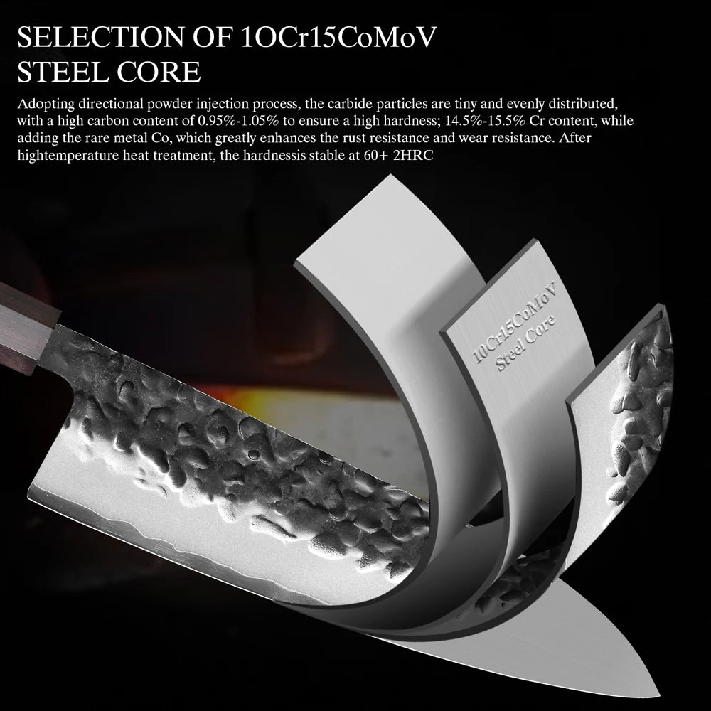 Japanese Knife Set - Professional 3-Piece Chef, Nakiri & Utility Knives